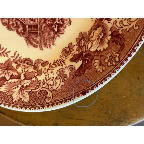 Vintage Avon Cottage Pink Oval Platter Tray 12" Hughes Longport Staffordshire (8 - Picture 6 of 12